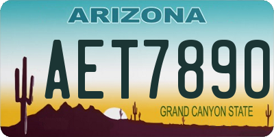 AZ license plate AET7890