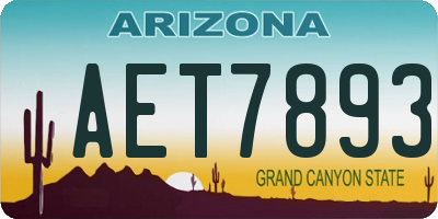 AZ license plate AET7893