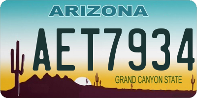 AZ license plate AET7934
