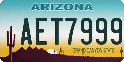 AZ license plate AET7999