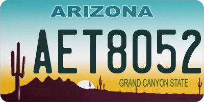 AZ license plate AET8052