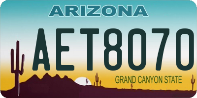 AZ license plate AET8070