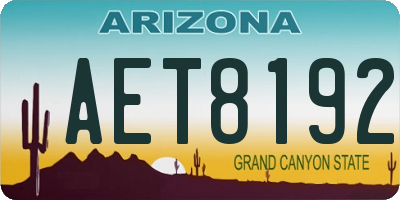 AZ license plate AET8192