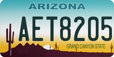 AZ license plate AET8205