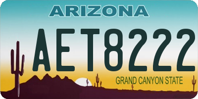 AZ license plate AET8222