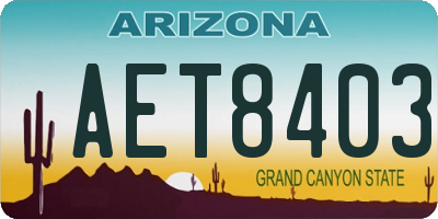 AZ license plate AET8403