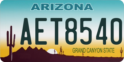 AZ license plate AET8540