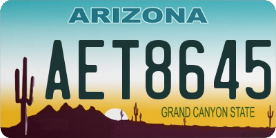 AZ license plate AET8645