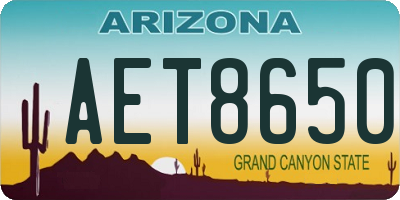AZ license plate AET8650