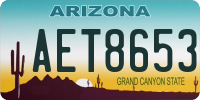 AZ license plate AET8653