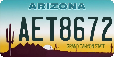 AZ license plate AET8672