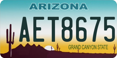 AZ license plate AET8675