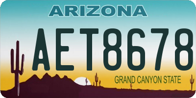 AZ license plate AET8678