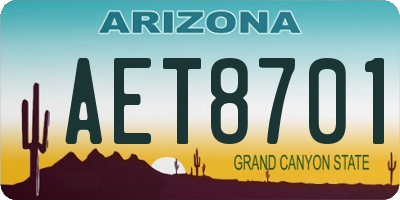 AZ license plate AET8701