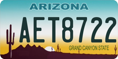 AZ license plate AET8722