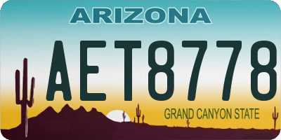 AZ license plate AET8778