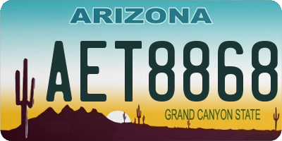 AZ license plate AET8868