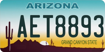 AZ license plate AET8893
