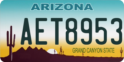 AZ license plate AET8953