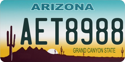 AZ license plate AET8988