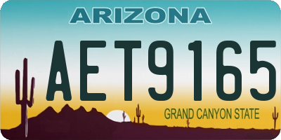 AZ license plate AET9165