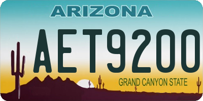 AZ license plate AET9200