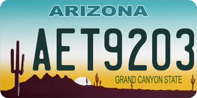 AZ license plate AET9203