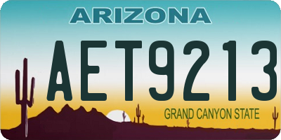 AZ license plate AET9213