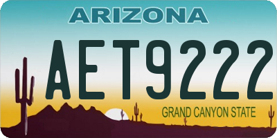 AZ license plate AET9222