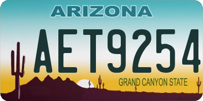 AZ license plate AET9254