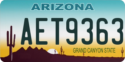 AZ license plate AET9363