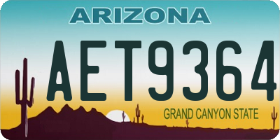 AZ license plate AET9364
