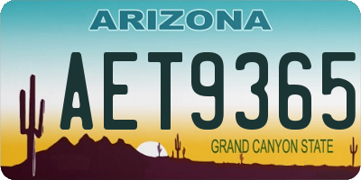AZ license plate AET9365