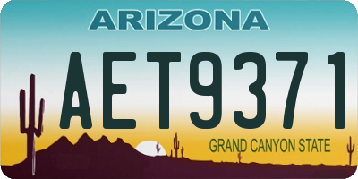 AZ license plate AET9371