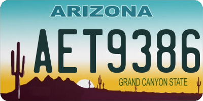 AZ license plate AET9386