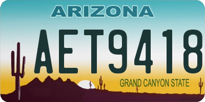 AZ license plate AET9418