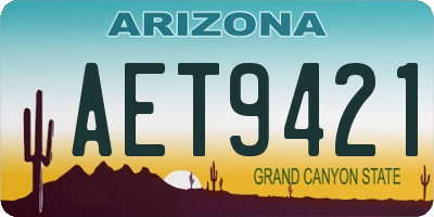 AZ license plate AET9421