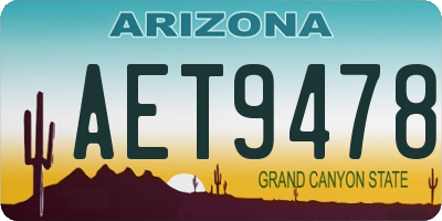 AZ license plate AET9478