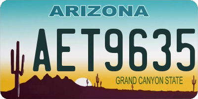 AZ license plate AET9635