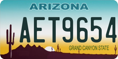 AZ license plate AET9654