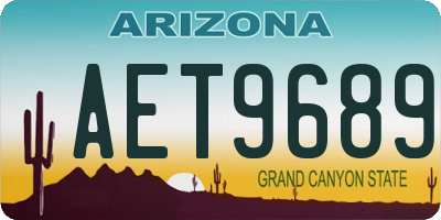 AZ license plate AET9689