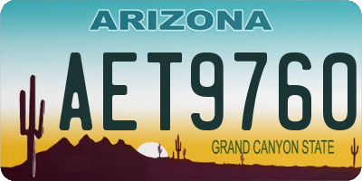 AZ license plate AET9760