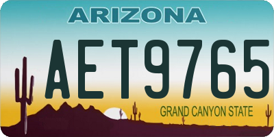 AZ license plate AET9765