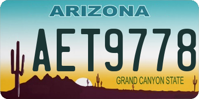 AZ license plate AET9778