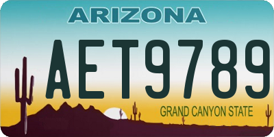 AZ license plate AET9789