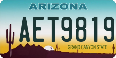AZ license plate AET9819