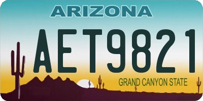 AZ license plate AET9821