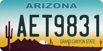AZ license plate AET9831