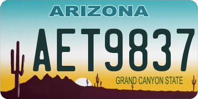 AZ license plate AET9837