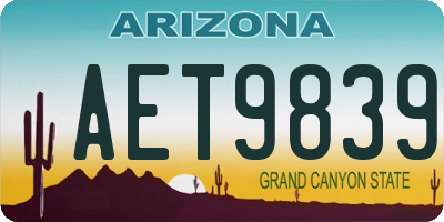 AZ license plate AET9839